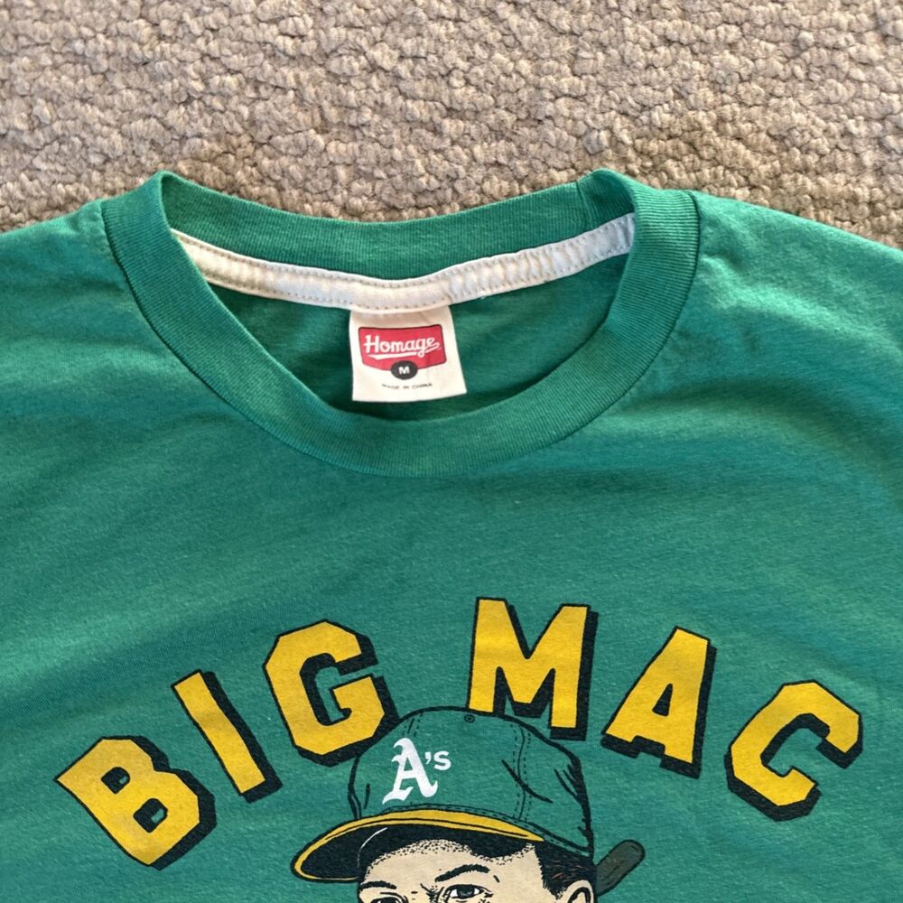 Mark McGwire Big Mac Oakland A’s T Shirt Homage Green | Men's Medium - Picture 3 of 7